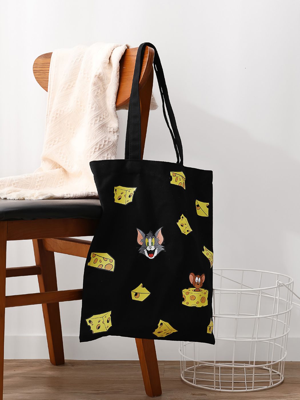 MINISO Tom&Jerry I Love Cheese Collection Funny Tote Bag