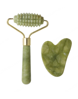 Набор нефритовый роллер и скребком гуаша