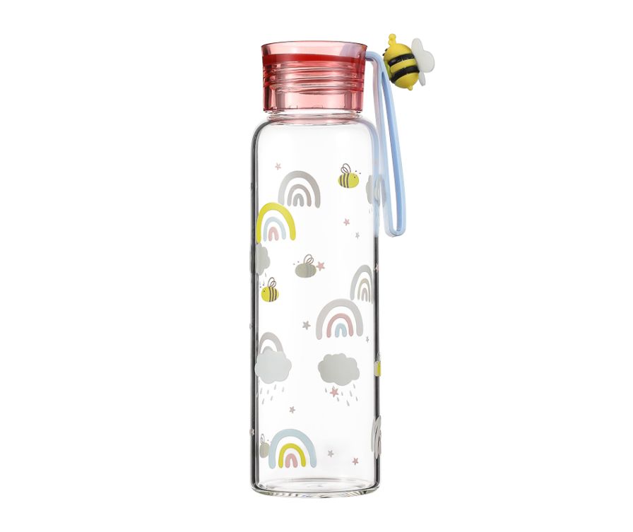 Стеклянная бутылка для воды Bee Series 380 мл (красный)