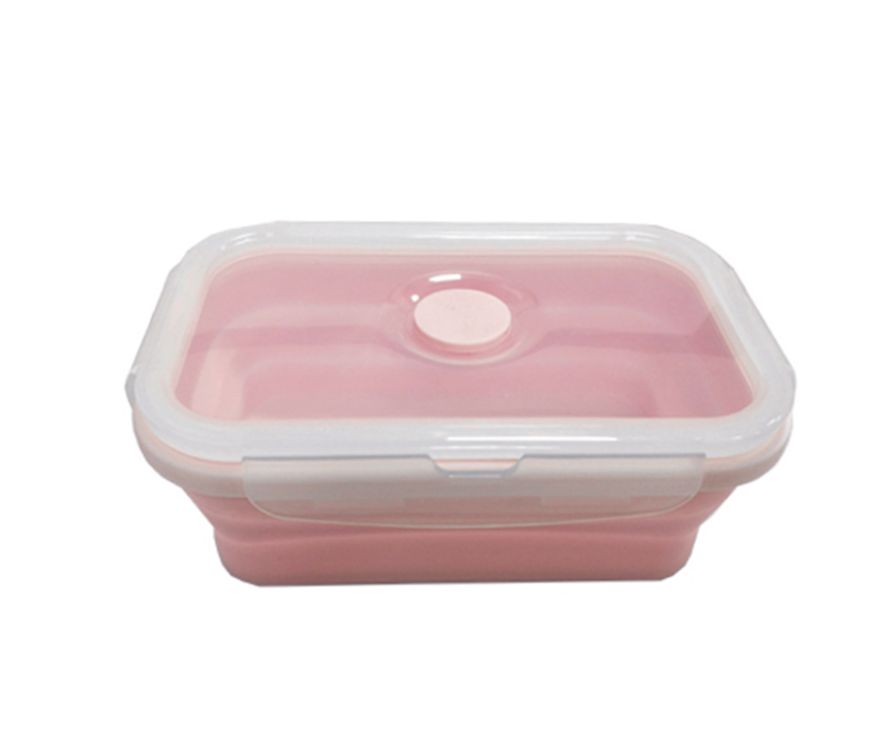 Силиконовый  контейнер для еды 540 мл (розовый)