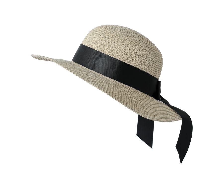 Соломенная шляпа с бантом (светло-коричневый)