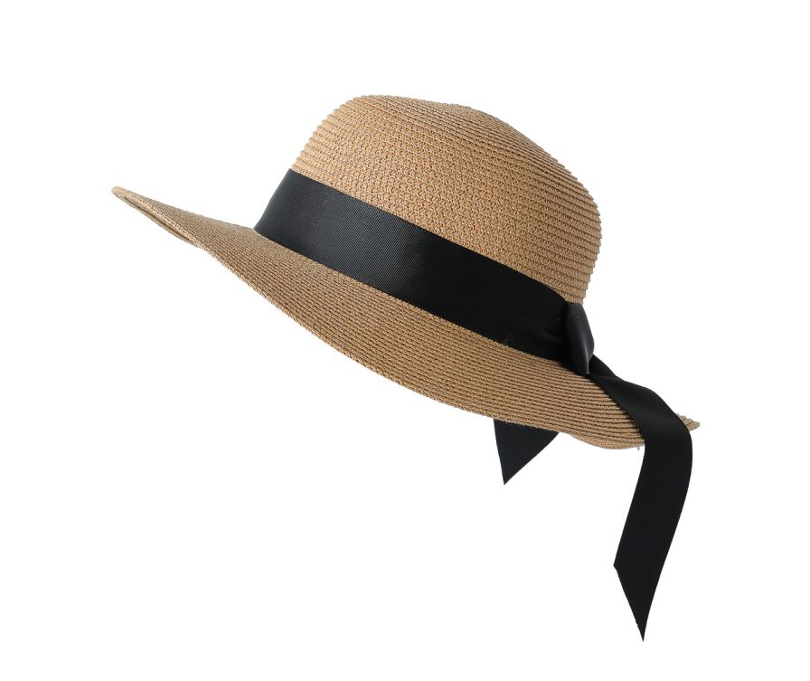 Соломенная шляпа с бантом (темно-коричневый)