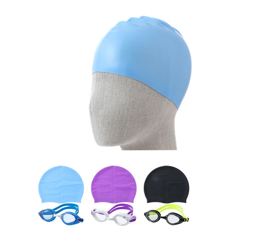 Модные очки для плавания и шапочка для взрослых