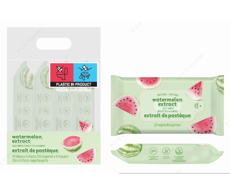 Влажные салфетки Watermelon Extract (20 салфеток × 4 упаковки)