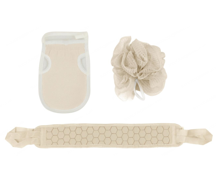 Набор для душа Harmony Series (мочалка, варежка и щетка для мытья спины)