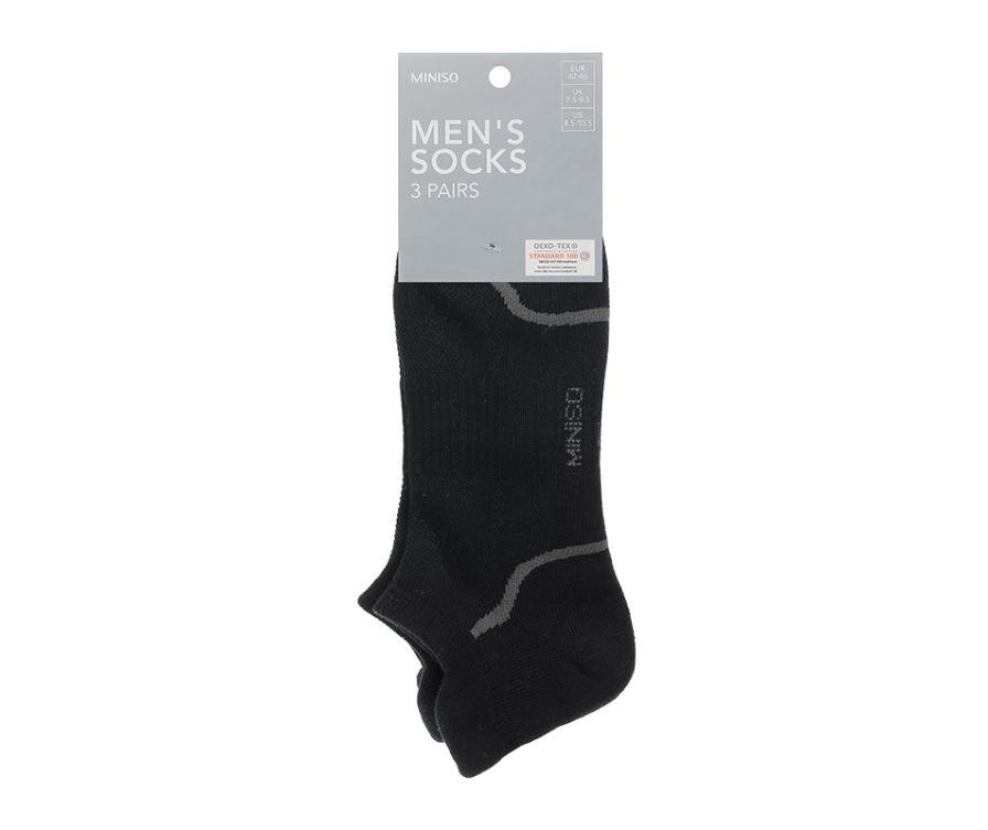 Мужские спортивные низкие носки  (3 пары) (черный)