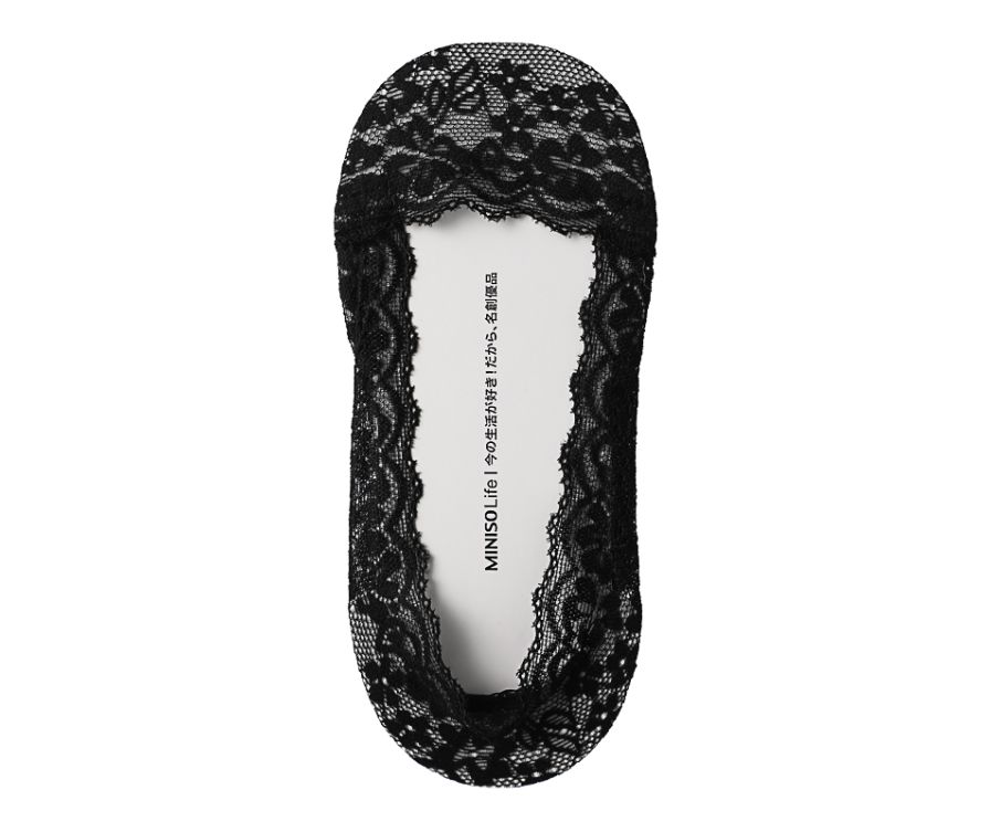 Женские носки с цветочным кружевом (3 пары) (черный)