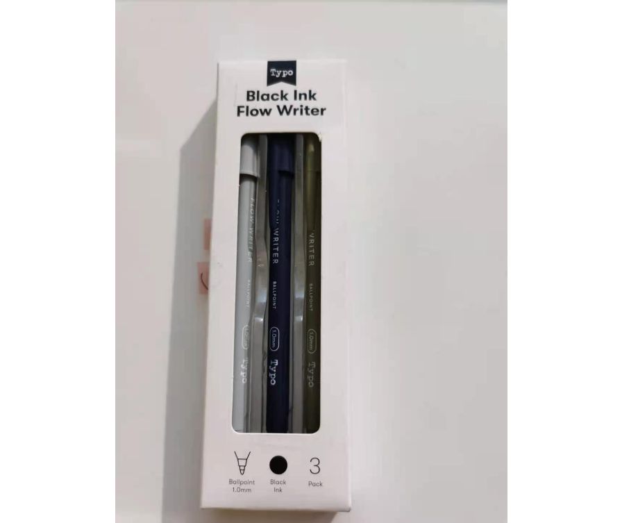Шариковая ручка с тонким корпусом 1,0 мм, 3 шт. (Серый, синий и зеленый корпус, синие чернила)