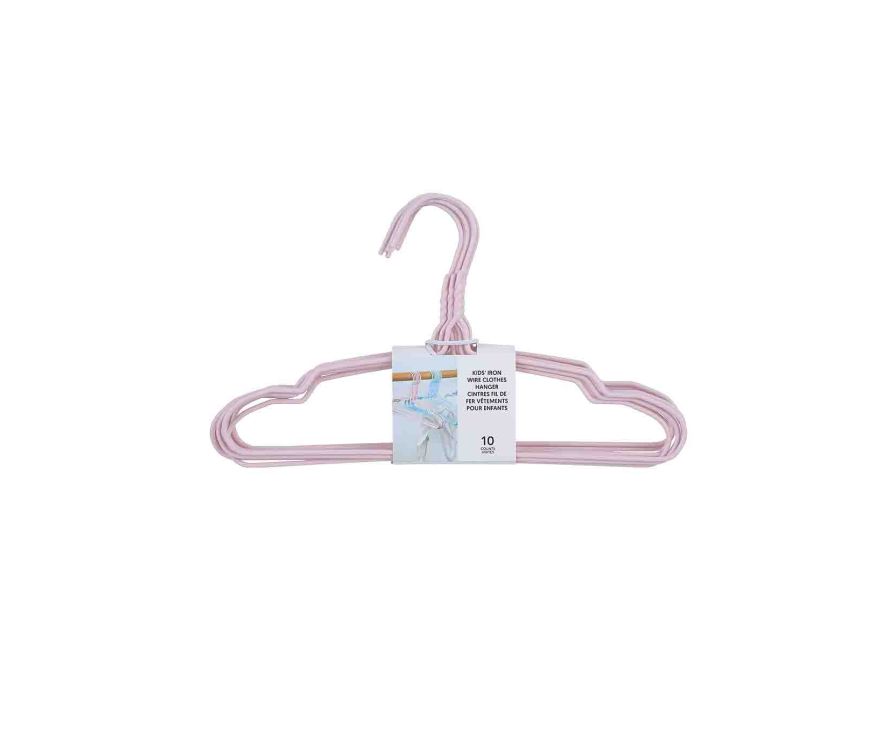 Вешалка для детской одежды с крючком 10шт (розовый)