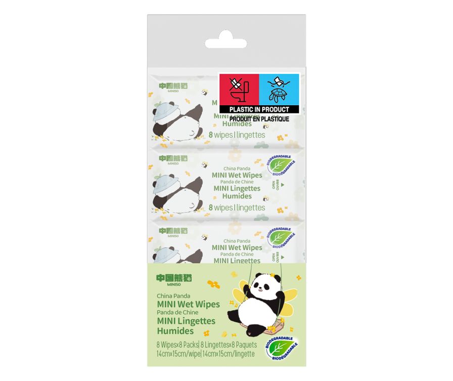 Влажные салфетки China Panda Mini (8 салфеток × 8 упаковок)