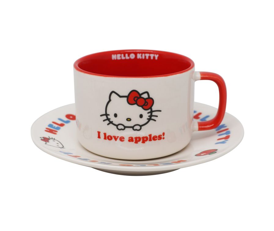 Керамическая чашка Hello Kitty Apple Collection с подставкой (200 мл)