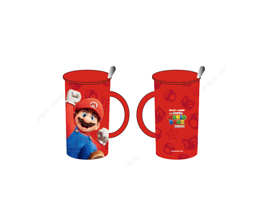 Керамическая чашка Super Mario Bros Collection с крышкой и ложкой, 380 мл